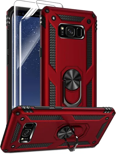 Vista 8 de Androgate Funda para Samsung Galaxy S8 Plus con protectores de pantalla HD, soporte de anillo de metal de grado militar, prueba de caídas de 15