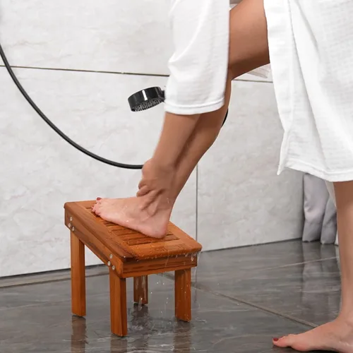 Vista 2 de Utoplike - Taburete de ducha de teca para afeitarse piernas, reposapiés de baño para afeitado