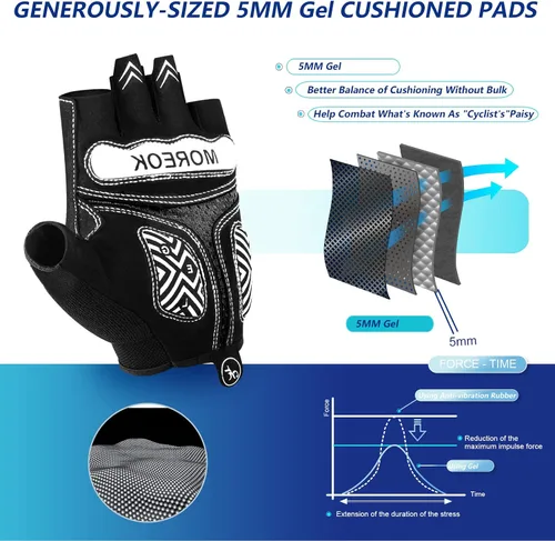 Vista 2 de BIKINGMOREOK Guantes de ciclismo de montaña para hombres y mujeres, medio dedo, entrenamiento, deportes, ciclismo de carretera, guantes de bicicleta