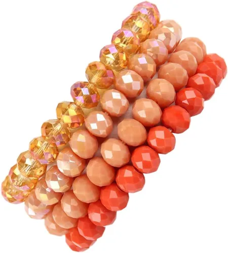 Vista 5 de Caiyao Pulsera Bohemia de Cuentas Multicapa Apilable, Versátil Elástica de Hilo Declaración Envolvente Brazalete Tipo Puño Deslizable con Cuentas