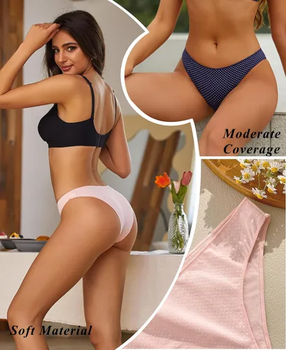 Vista 5 de Knowyou Ropa interior de algodón para mujer, bragas atrevidas para mujer, lindas bragas elásticas transpirables para mujer, paquete de 6