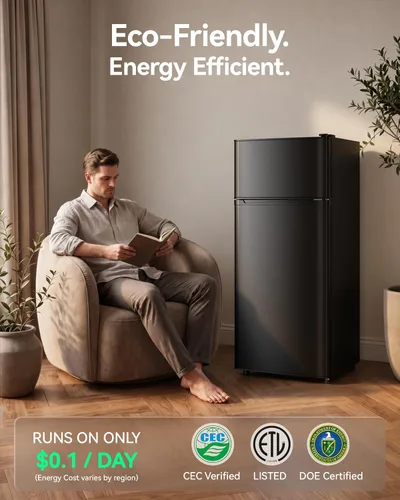 Vista 4 de Tehanld Refrigerador congelador de 4.4 pies cúbicos para dormitorio/oficina