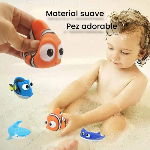 Vista 3 de Juguete de ducha para niños, juguetes de chorro de baño para bebés, juguetes de agua para bañera de tiburón, 4 juguetes de piscina para bebés