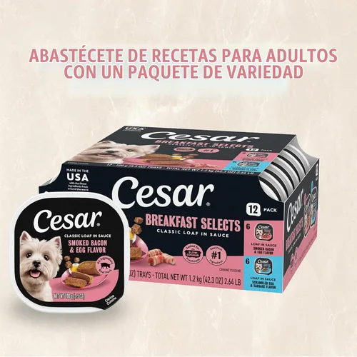 Vista 12 de Cesar Classic Loaf in Sauce - Alimento húmedo para perros, tocino y huevo