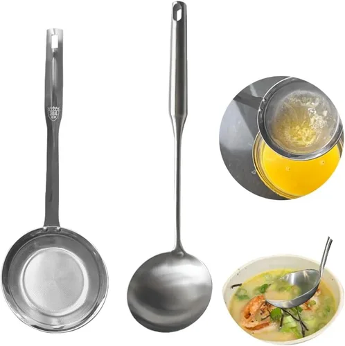 Vista 6 de Colador de acero inoxidable de malla fina, filtro de acero inoxidable 2025, colador de red de cocina multifuncional duradero (juego de 2 piezas)