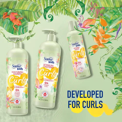 Vista 3 de Suave Champú natural para el cabello rizado con miel de almendra dulce para niños, sin desgarros, sin sulfatos, sin parabenos, sin siliconas, sin