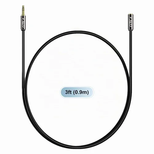 Vista 7 de J&D Cable de extensión de audio auxiliar de 0.138 in, carcasa de cobre chapado en oro, resistente, adaptador de audio estéreo TRS macho a hembra