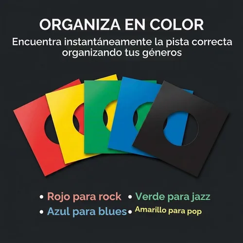 Vista 2 de Fundas para discos de vinilo de 45 rpm – 7 pulgadas, protección sin ácidos, cubiertas de papel multicolor para discos individuales de 7 pulgadas