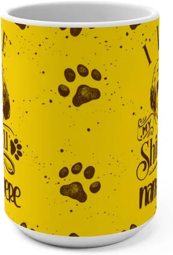 Vista 2 de I Love My Shih Tzu - Personaliza tu nombre en nuestras tazas de café de cerámica de 11 o 15 onzas, regalo personalizado perfecto para mamás, papás