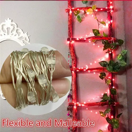 Vista 5 de Twinkle Star - Tira de luces de hadas con cambio de color de 33 pies, 100 luces LED impermeables y con cable plateado, 16 colores, luces USB