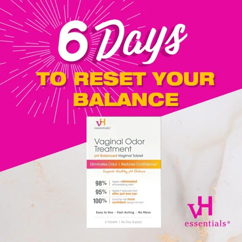 Vista 5 de VH Essentials, Tatamiento contra el olor vaginal, unidades de PH equilibrado (6 insertos, suministro para 6 días)