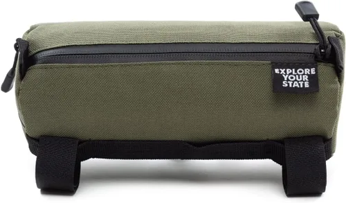 Vista 2 de State Bicycle Co. Accesorios para bicicletas. Bolsa para manillar, bolsa para bicicleta. Bolsa para manillar todo terreno, color verde oliva
