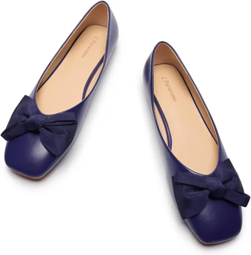 Vista 12 de C.Paravano Zapatos de Ballet para Mujer Zapatos Planos con Punta Cuadrada Zapatos Mary Jane Zapatos de Diseño para Mujer Negro Nueva Patente