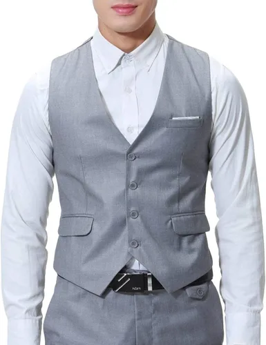 Vista 6 de Cloudstyle Chaqueta de color sólido de 3 piezas con 2 botones y ajuste delgado para hombre, traje formal de boda inteligente