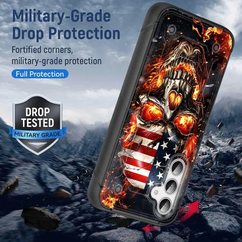 Vista 3 de Funda para Galaxy S25, resistente de doble capa de policarbonato duro y silicona suave, resistente a prueba de golpes, funda protectora para Samsung