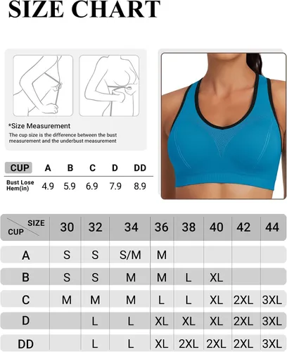 Vista 6 de MIRITY - Brasier deportivo de alto impacto con espalda cruzada para mujer