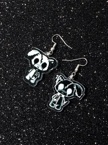Vista 3 de Pendientes grunge de acrílico con diseño de conejo malo para mujeres y hombres, accesorios kawaii para adolescentes, niñas y niños Y2K, joyería