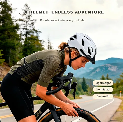 Vista 5 de Adult Bike Helmet Men Women, Adjustable CPSC Certified Helmet Brillante-Withe