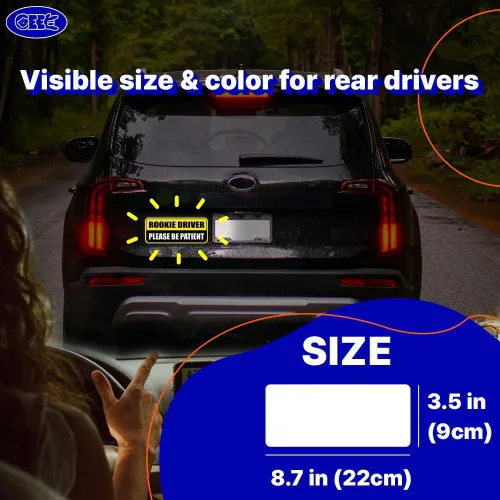 Vista 6 de GEEKBEAR Rookie Driver - Imán para automóvil (paquete de 3), forma rectangular, 8.7 x 3.6 pulgadas (rosa/rosa)
