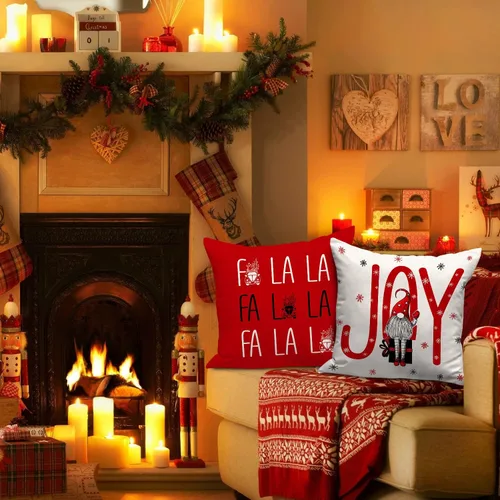 Vista 7 de Lanpn Juego de 4 fundas de almohada de Navidad de 16 x 16 pulgadas, fundas decorativas de almohada navideñas de invierno de 16 x 16 pulgadas