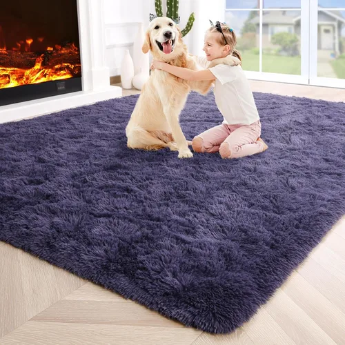 Vista 119 de Noahas Alfombras de Área Grandes y Esponjosas de 5x8 pies para Sala de Estar y Dormitorio, Alfombra Gruesa de Pelo Largo Beige y Blanca, Alfombra