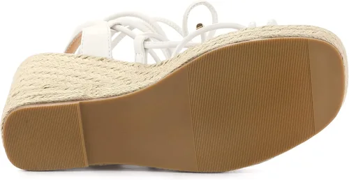 Vista 6 de Allegra K Sandalias de plataforma con punta cuadrada y cordones para mujer
