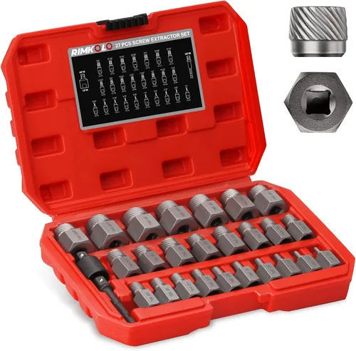 Vista 8 de Juego de 25 extractores de tornillos, extractores de salida fácil de múltiples splines CR-MO para quitar pernos rotos, pernos, tornillos de enchufe