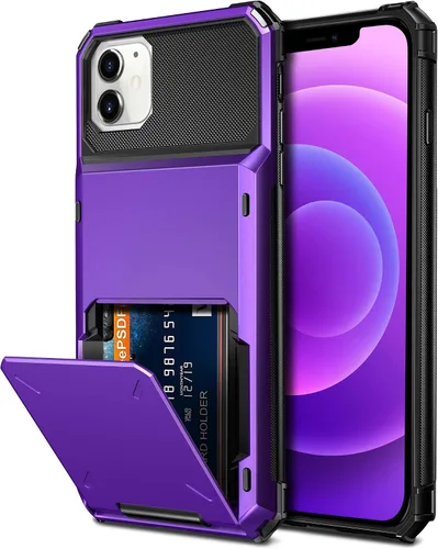 Vista 12 de Vofolen Funda compatible con iPhone 12, cartera 5G, 4 ranuras para tarjetas, tarjetero con bolsillo oculto, doble capa, cubierta trasera protectora