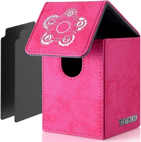 Vista 2 de tombert Caja de cubierta premium de más de 150 para MTG, PTCG, gran capacidad con 2 divisores, se adapta a más de 150 tarjetas con funda TCG