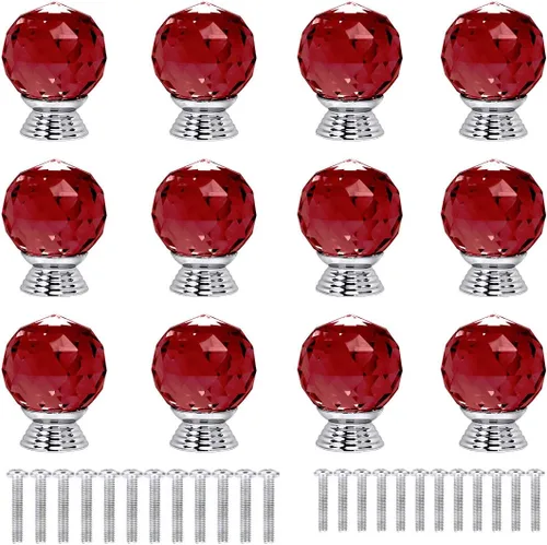 Vista 11 de 12 pomos de cristal de forma redonda de 1.18 pulgadas con tornillos, perilla de cajón para tirar, utilizada para cocina, tocador, puerta, armario