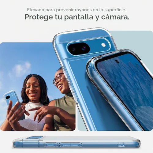 Vista 6 de Spigen Carcasa ultra híbrida para Pixel 8a, transparente Anti-Yellowing Resin, Air Cushion Technology, Military-Grade Drop Protection, Raised