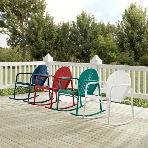 Vista 9 de Crosley Furniture Griffith - Juego de 2 mecedoras de metal retro para exteriores, para porche, terraza, balcón, patio trasero, rojo brillante