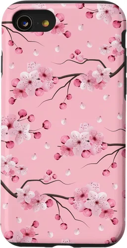 Vista 18 de Japanese Cherry Blossom Floral Flower Pattern Pastel Pink Case for iPhone 17