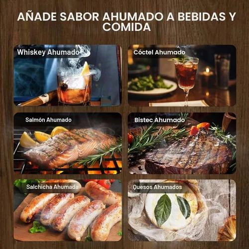 Vista 4 de Chips de madera para ahumar con sabores de nogal americano (hickory), chips de ahumador de cóctel para whisky, pistola de ahumar, 5.29 oz/bolsa