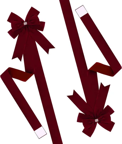 Vista 8 de Meseey 6 lazos grandes de terciopelo para armarios, lazos para puerta de armarios para Acción de Gracias, otoño, Halloween, Navidad, fiesta (negro)