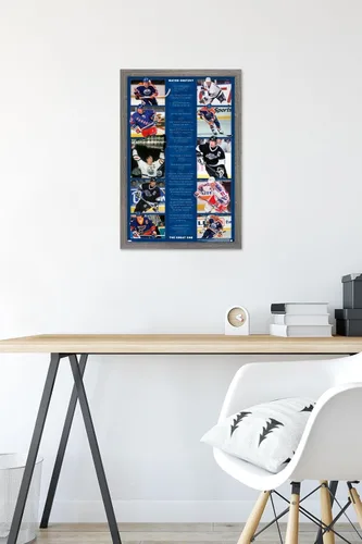 Vista 6 de Trends International Wayne Gretzky - Póster de pared de estadísticas, 22.4 pulgadas de largo x 14.7 pulgadas, versión enmarcada en madera de granero