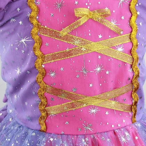 Vista 7 de Acecharming Rapunzel Princess Dress Girls Cosplay Costume Kids Floral Puffy Dresses for Summer Pageant Fancy Dress Up Party