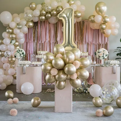 Vista 7 de Globos dorados de color champán con el número 11, globos de oro claro, globo de aluminio dorado con forma de corazón con estrella y globo largo