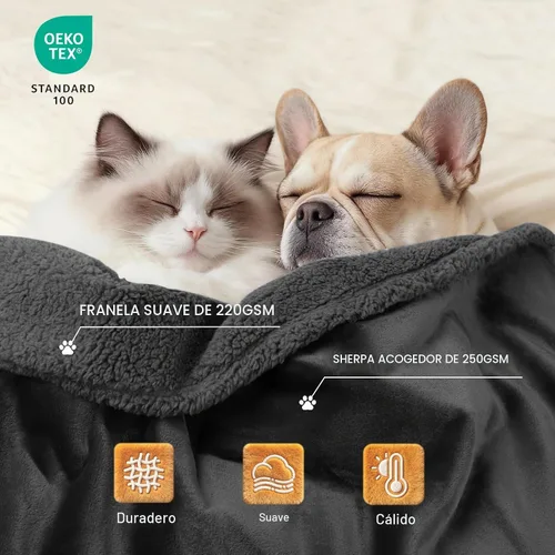 Vista 3 de Cobija impermeable para mascotas, a prueba de líquidos y orina, para sofá, cama, sillón, reversible, vellón, forro polar, protector de muebles
