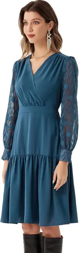 Vista 7 de GRACE KARIN Vestido de fiesta formal de otoño con cuello en V y manga larga para mujer