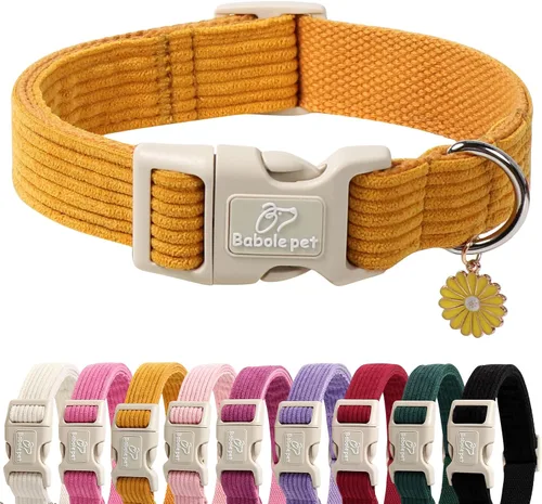 Vista 28 de Lindo Collar de Corduroy para Perro - Collar Ajustable Negro para Perros Pequeños de 4-10lbs, Resistente al Desvanecimiento con Cierre Seguro