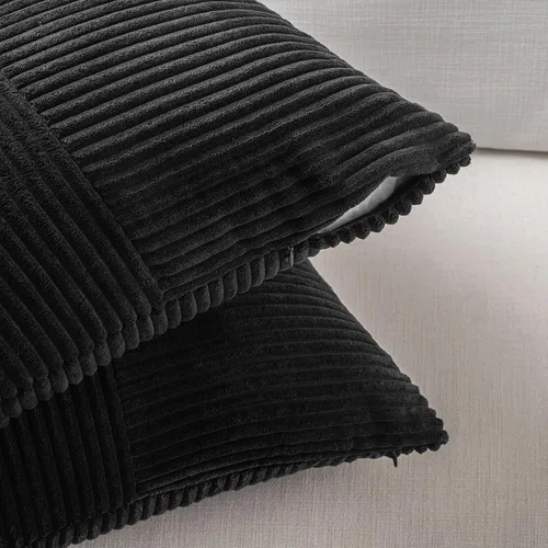 Vista 4 de Fancy Homi Juego de 1 funda de cojín cuadrada negra decorativa de 14 x 14 pulgadas para sala de estar, dormitorio, sofá cama, sofá, cama, funda