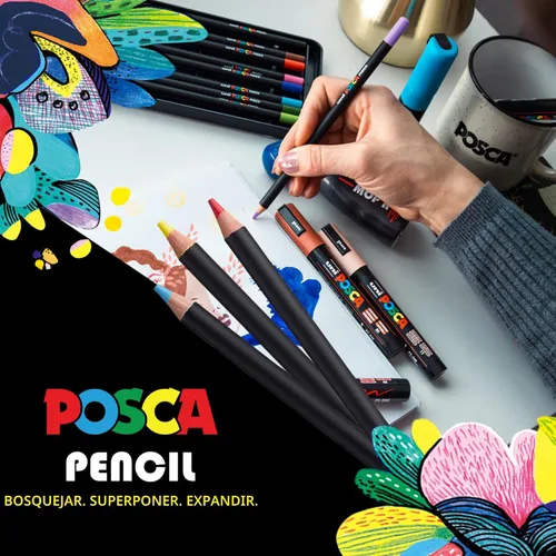 Vista 7 de uni POSCA Lápices de Colores, Mina de 4.0mm, Juego Surtido, Paquete de 36
