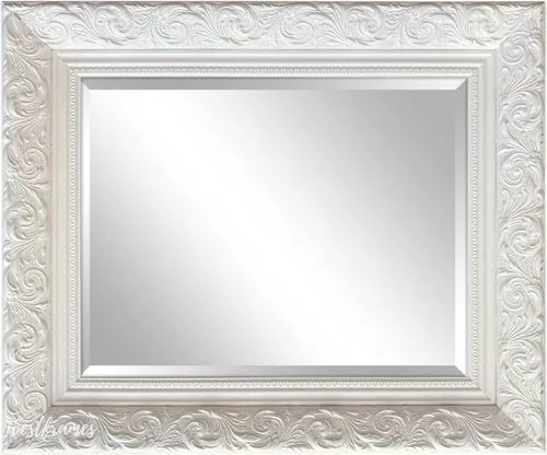 Vista 4 de West Frames Espejo de pared con marco en relieve de Bella (22.25" x 28.25", color blanco)