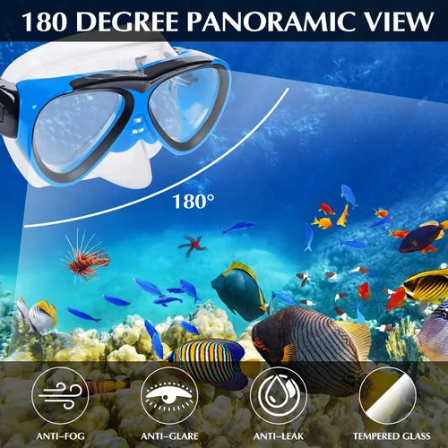Vista 2 de GreenLF Kids Snorkel Set, Anti-Fog Snorkeling Mask with Nose Covers for Youth Junior Child, Boys & Girls Age 5-12, Semi-Dry Diving Scuba Swimming