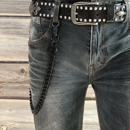 Vista 4 de newtro Cadena de cartera resistente para hombres, mujeres, niños y niñas, pantalones de motociclista, pantalones de motociclista, llavero gótico