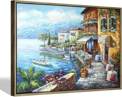 Vista 15 de SD SOFT DANCE Lienzo decorativo para pared de pueblo italiano, pintura de pueblo costero, reproducción de obras de arte para sala de estar