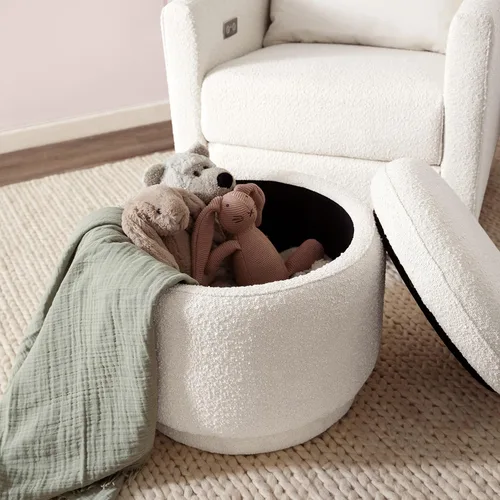 Vista 10 de Babyletto Enoki - Otomana de almacenamiento en ramo de marfil, oro Greenguard y certificado CertiPUR-US