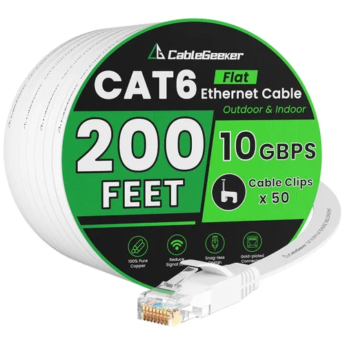 Vista 29 de Cable Ethernet Cat 6 de 10 pies, paquete de 2 unidades, para interiores y exteriores, red de Internet de 10 Gbps de alta velocidad, cable Ethernet