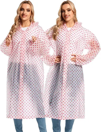 Vista 11 de 2 abrigos de lluvia de Borogo para adultos, chaquetas de lluvia reutilizables para hombres y mujeres